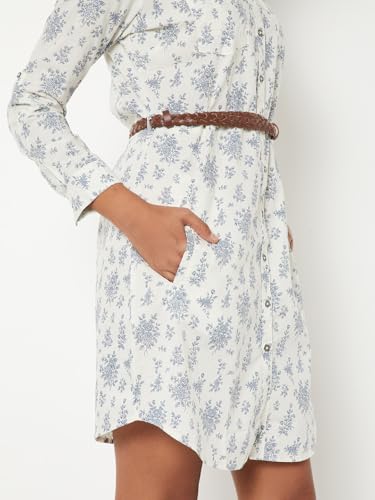 Max Women Floral Print Shirt Dress (Beige_L)