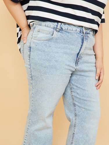 Max Women Washed Flared Jeans (Blue_38)