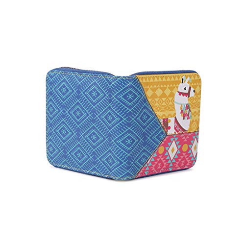 Chumbak Women’s Wallet – Paisley Llama Collection, Vegan Leather Square Mini Wallet with Zipper Closure, Card Holder, Currency Slots – Multicolor Purse