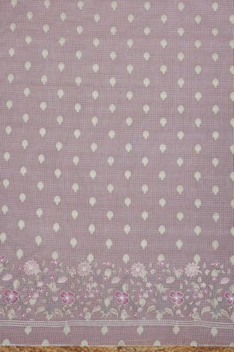 Soch Womens Onion Pink Kota Embroidered Unstitched Dress Material With Thread Work