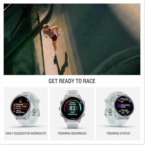 Garmin Forerunner 570 42mm GPS Running Smartwatch, Cloud Blue | Advanced Training & Recovery, Sleep Coach, Heart Rate, Download Music, Up to 10 Day Battery | Signature Series Power Bundle