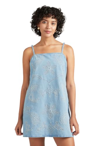 American Eagle Denim Embroidered Mini Dress