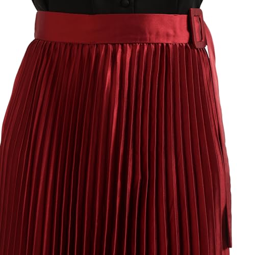 United Colors of Benetton Pleated Skirt (Size: M)-24A4BSHNSK05IRB2 Maroon
