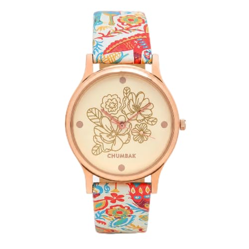 TEAL BY CHUMBAK White Analog Watch for Women | Jungle Beats Collection | Printed Vegan Leather Strap | Stylish Gift for Girls & Ladies | Casual & Work