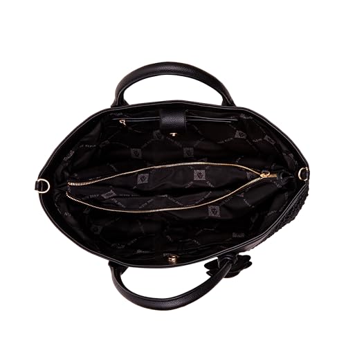 Anne Klein EW Tote with Floral Applique, Black, Black, X- Large