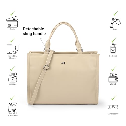 Metro Women Beige Casual PU Soft Body Zipper closure Solid Tote Bag (66-719)