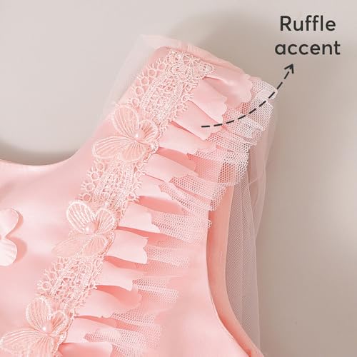 Hopscotch Girls Peach Sleeveless Lace Overlay Floral Applique Party Dress for Age (4-5 Years)