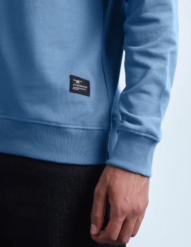 Flying Machine Men's Solid Regular Fit Sweatshirt (FMSWS3213_Blue_L)