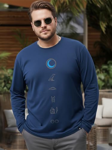Bewakoof Official Marvel Merchandise Moon Knight Men's Graphic Print Regular Fit Full Sleeve Round Neck Cotton Plus Size T-Shirt_694245_Blue_5XL