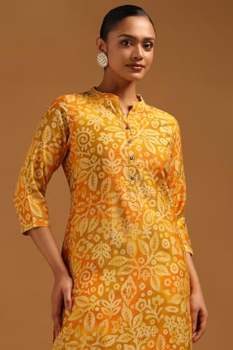 Soch Womens Mustard Desert Storm Botanical Kurta