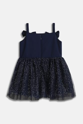 Girls Navy Textured Party Dress