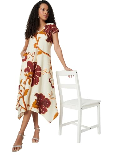Max Women's Polyester A-Line Below The Knee Dress (EH59008B_Off White