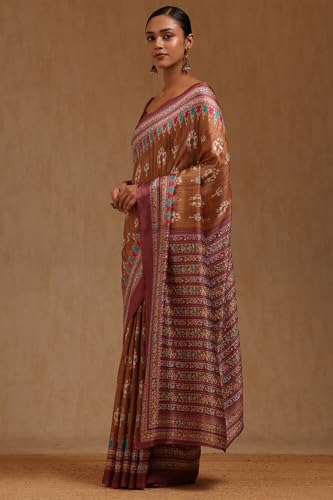 Soch Womens Earth Art Silk Warli Print Saree