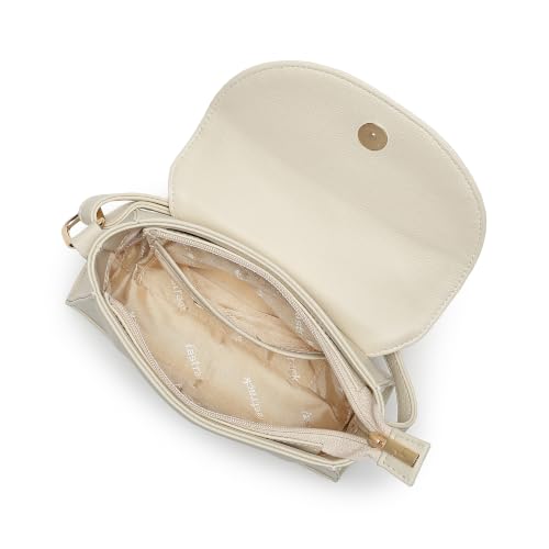 Fastrack Cloud Sling Bag for Women | White Pebbled Faux Leather Crossbody Sling Bag | Spacious Main Compartment with Organiser Pockets | Magnetic Flap & Zip Closure | Adjustable Buckle Sling Strap