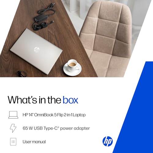 HP OmniBook 5 Flip (Previously Pavilion), Intel Core 7 150U (16GB LPDDR5,1TB SSD) 2K, 300 nits, 14''/35.6cm, Convertible, Win11, M365, Office24, Glacier Silver,1.65kg, fp0690TU, Pen, 5MP Camera Laptop