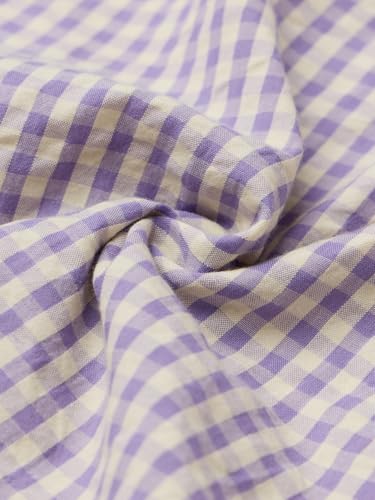 The Souled Store Citrus Bloom Women and Girls Full Sleeves Button Down Collar Light Blue Gingham Floral Embroidered Cotton Oversized Fit Lightweight Winter Shirt for Casual Wear