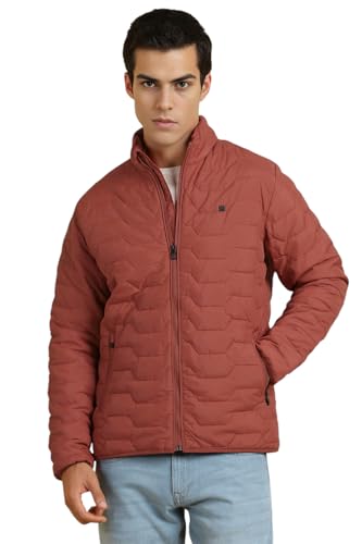 Allen Solly Men Red Textured Full Sleeves Casual Jacket
