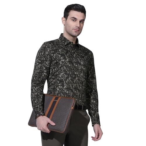 blackberrys Men Formal Brown India Slim Fit Shirt | Solid Brown Formal Shirt with Full Sleeves, Clean Construction and Office Wear Suitability | Size 48