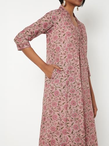 Max Women Floral Print A-line Kurta Set (Pink_L)