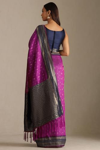 Soch Womens Fuchsia Tussar Woven Design Saree With Zari