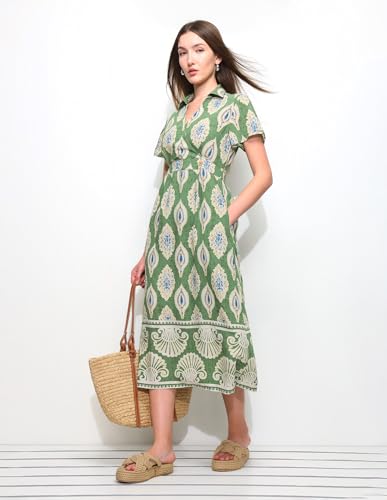 U.S. Polo Assn. Women's Printed Midi Wrap Dress (UWSS26DRS256_Green_M)