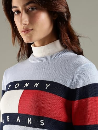Tommy Hilfiger Women's Cotton Crew Neck Sweaters (F24JWSW090_Blue_2XS)