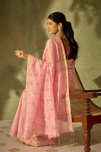 Taneira Light Pink Bengal Pure Silk Cotton Jamdani SareeWith Unstitched Blouse(SAPH01AA6860-Light Pink)