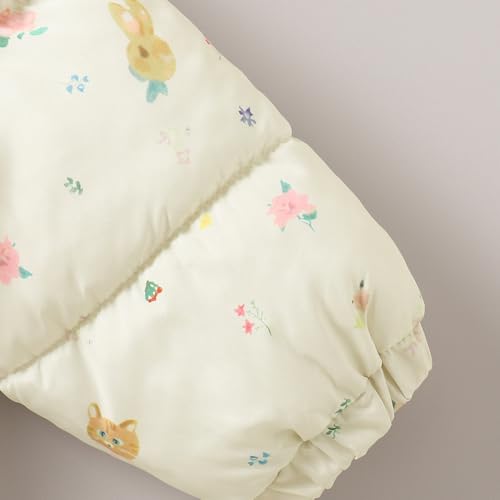 Hopscotch Girls Full Sleeves Beige Floral Bow Applique Long Coat For Ages(6-7 Years)