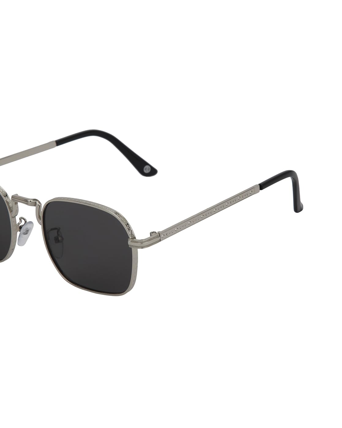 Carlton London Silver with Black Toned UV Protected Lens Rectangle Sunglass for unisex