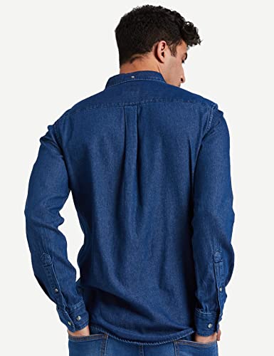 Amazon Brand - INKAST Men's Cotton Solid Slim Casual Shirt (In-S-06B_Medium Blue_X-Large Xl)