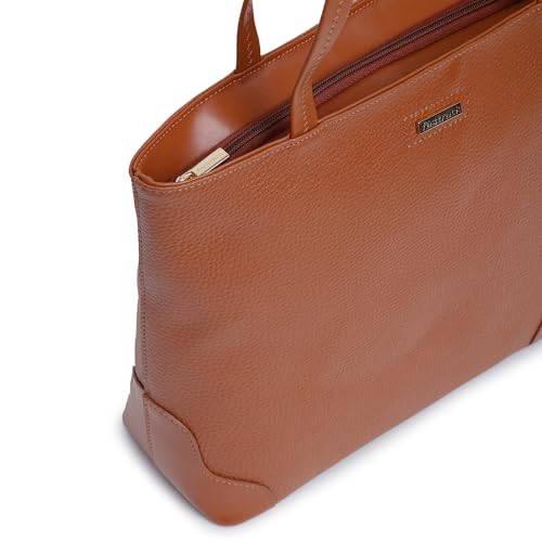 Fastrack Stylish Textured Tote Bag for Women | Trendy Casual Bag for Ladies, Women, Girls | Everyday College Bag Made of High-Quality Faux Leather (Tan)