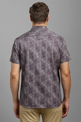 Louis Philippe Men Purple Print Half Sleeves Casual Shirt
