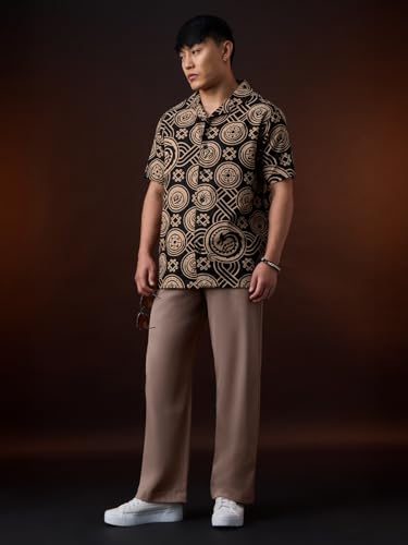 The Souled Store HTTYD: Dragon Fury Men and Boys Short Sleeve Cuban Collar Black Graphic Printed Easy to Style Casual Cotton Oversized Shirt