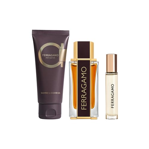 Ferragamo Spicy Leather Set for Men (Eau de Parfum 100ml + Shampoo & Shower Gel 100ml + Pen Spray 10ml)