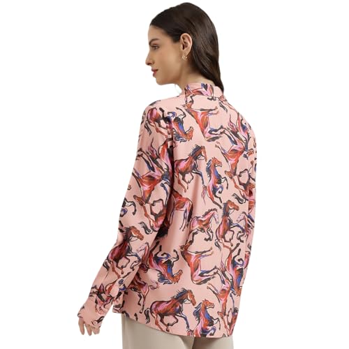 United Colors of Benetton Regular Fit Regular Collar Printed Shirt (Size: XL) - 26P5WVNTP308I904 Pink