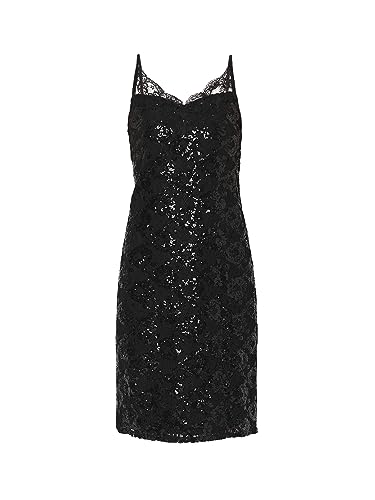 VERO MODA Women Sequence Polyester Knee Length Black Shift Dress