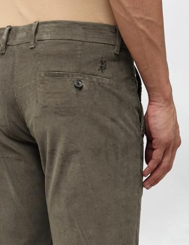 U.S.Polo Association Men's Denver Slim Fit Corduroy Trousers (USTRO018D_Green_34)