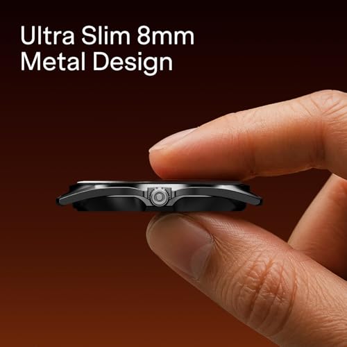 boAt Ultima Aeris 1.43" AMOLED Display, 1000 nits Brightness, Ultra Slim 8mm Metal Build, IP68, Auto HR & SpO2 Monitoring, Sleep & Stress Tracking, Stylish Smartwatch for Men & Women (Active Black)