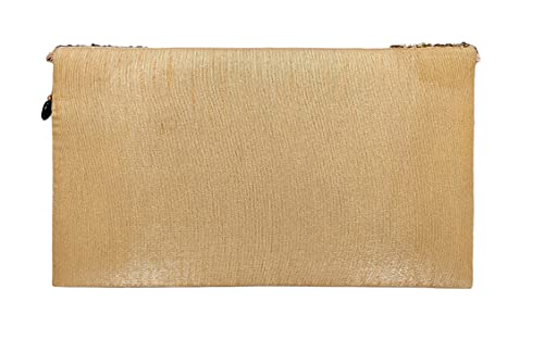 DUCHESS Women's Hand Embroidered Golden Green Clutch