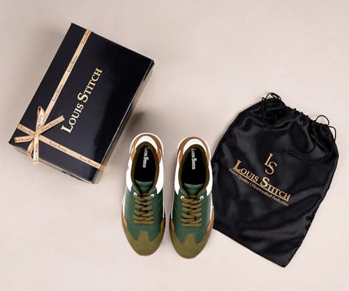LOUIS STITCH Green and Tan Sneaker for Men | Comfortable Sneaker | LSP-SNK-AVI004 | UK-10
