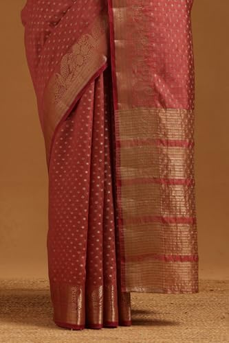 Soch Womens Onion Pink Art Silk Geometric Zari Woven Saree