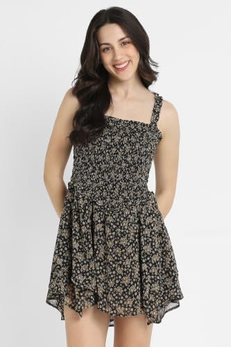 American Eagle Women Handkerchief Hem Ruffle Floral Mini Dress