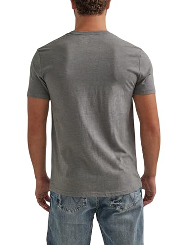 Wrangler Men's Western Crew Neck Short Sleeve Tee Shirt, Graphite Heather, L