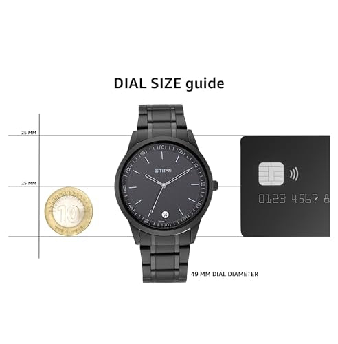 Titan Minimalist Quartz Analog with Date Black Dial Black Metal Strap Watch For Men - NT1806NM01