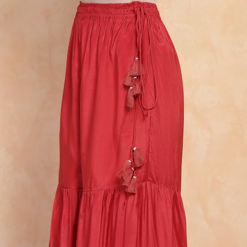 Biba Girl's Viscose Blend Kurta Set (KWSNKIS6318SS25RED_Red