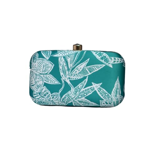 Artklim Blue And White Floral Printed Clutch