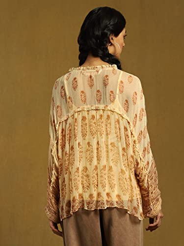 Ritu Kumar Beige Paisley Print Embroidered Shirt with Inner