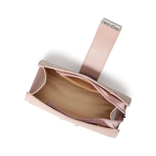 Pink SnapLock Shoulder Bag | Quilted Faux-Leather Women’s Handbag |Bag with Chain Strap & Dual Closure