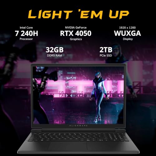 Dell Alienware 15 15.3" WUXGA 165Hz Gaming Laptop, Intel Core 7-240H, NVIDIA GeForce RTX 4050, 32GB DDR5, 3TB Storage (2TB SSD+1TB Docking Station Set), Backlit Keyboard, Wi-Fi 6, Win 11, Black