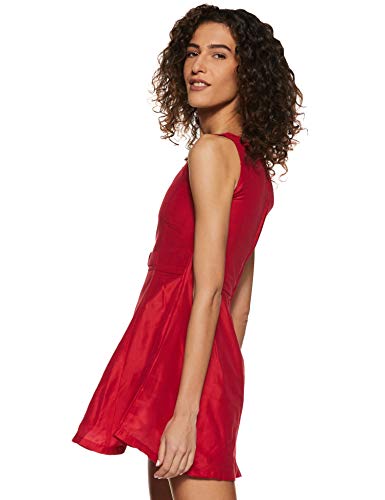 Miss Chase Women's Red Solid Mini Skater Dress